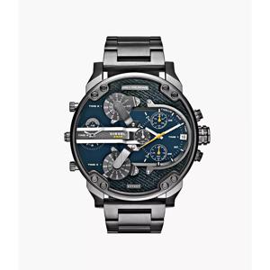Nieuwe Diesel Mr Daddy 2.0 Gunmetal Blue chronograaf 4 tijdzone herenhorloge DZ7331