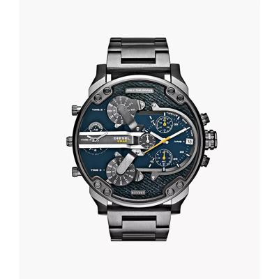 Nieuwe Diesel Mr Daddy 2.0 Gunmetal Blue chronograaf 4 tijdzone herenhorloge DZ7331