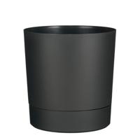 Mica Decorations Bloempot Coco - met onderschaal - antraciet - H37 x D35 cm - kunststof