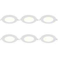 LED Downlight Inbouwspot Dimbaar 6 Stuks - Brinton Thin - 6W 470lm 120° Bundelhoek - Natuurlijk Wit 4000K - IP40 - Rond - Wit - Ø128mm Buitenmaat - Ø110mm Zaagmaat