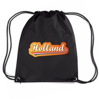 Holland nylon supporter rugzakje/sporttas zwart - EK/ WK voetbal / Koningsdag - Gymtasje - zwemtasje - thumbnail