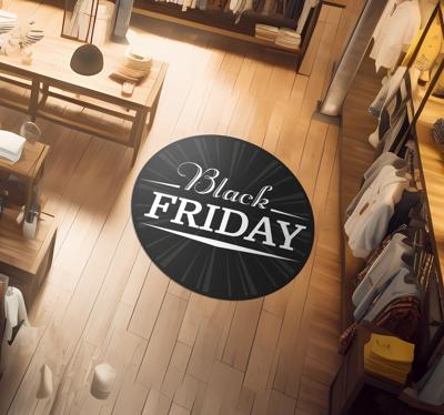 Black Friday rond vinyl tapijt zwart