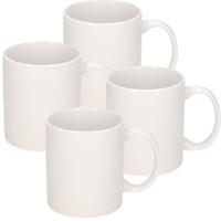 Koffiemokken Basic model - 4x - keramiek - wit - 300 ml - voor kantoor/kantine