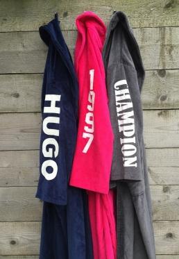 Badjas met naam / badjas met mouwprint-rood-xxl
