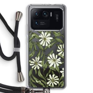 Wit bloemenpatroon: Xiaomi Mi 11 Ultra Transparant Hoesje met koord