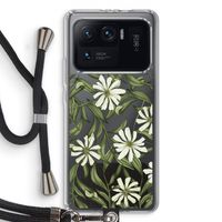Wit bloemenpatroon: Xiaomi Mi 11 Ultra Transparant Hoesje met koord