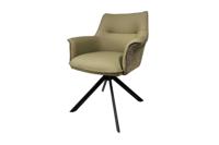 Draaistoel LE GRAND 180° draaibaar met armleuningen structuurstof en leer taupe - 46990