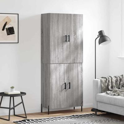Hoge kast 69,5x34x180 cm bewerkt hout grijs sonoma eikenkleurig
