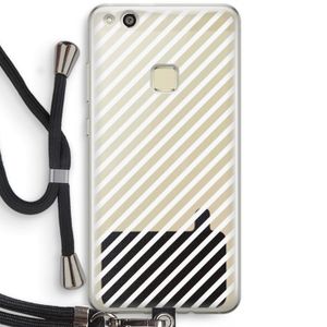Strepen zwart-wit: Huawei Ascend P10 Lite Transparant Hoesje met koord