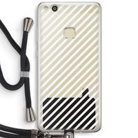 Strepen zwart-wit: Huawei Ascend P10 Lite Transparant Hoesje met koord