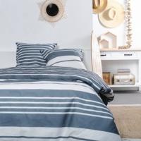 Dekbedovertrek voor 2 personen -TODAY - 240x200 cm - 100% Katoen - Blauw en Wit