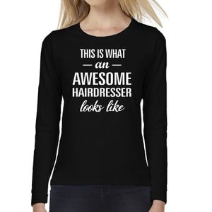 Awesome hairdresser / kapster cadeau t-shirt long sleeves dames