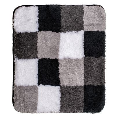 Wicotex badmat 60 x 90 cm zwart, wit, grijs geblokt