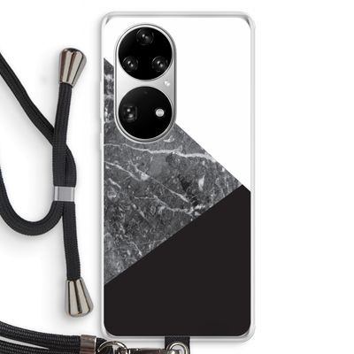Combinatie marmer: Huawei P50 Pro Transparant Hoesje met koord