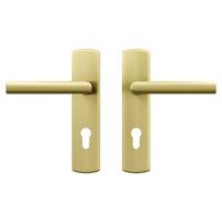 AXA AXA Curve klik deurkruk Milan op schild profielcilindergat 72mm - aluminium/goud AXA AXA Curve klik deurkruk Milan op schild profielcilindergat 72mm - aluminium/goud