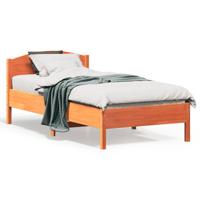Bedframe zonder matras massief grenenhout wasbruin 90x190 cm