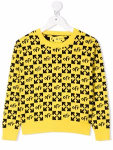 Off-White Kids sweat à logo imprimé all over - Jaune