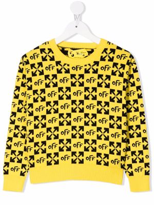Off-White Kids sweat à logo imprimé all over - Jaune