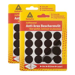 Anti-krasvilt - 32x - zwart - 22 mm - rond - zelfklevend - meubel beschermvilt