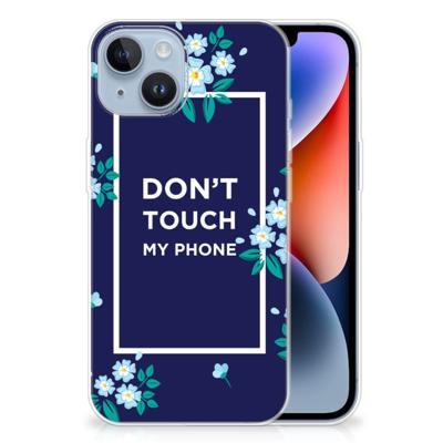 Apple iPhone 14 Silicone-hoesje Flowers Blue DTMP Apple iPhone 14 Silicone-hoesje Flowers Blue DTMP