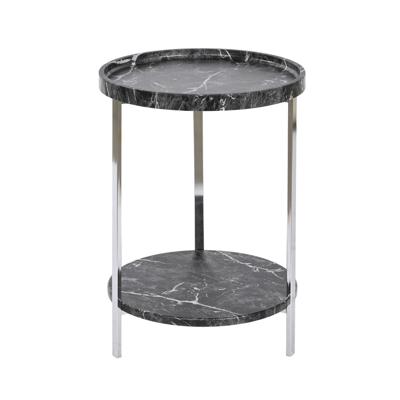 Bijzettafel / salontafel Marble - zwart - RVS / MDF - rond - D40 x H53 cm - luxe wonen