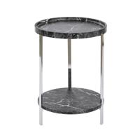 Bijzettafel / salontafel Marble - zwart - RVS / MDF - rond - D40 x H53 cm - luxe wonen
