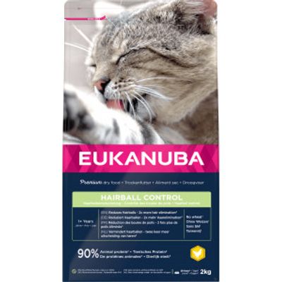 Eukanuba Adult Hairball Control met kip kattenvoer 2 x 10 kg