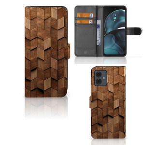 Book Style Case voor Motorola Moto G14 Wooden Cubes