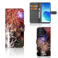 OPPO Reno 6 Pro Plus 5G Wallet Case met Pasjes Vuurwerk - thumbnail