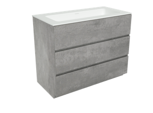 Storke Edge staand badkamermeubel 105 x 52,5 cm beton donkergrijs met Mata enkele wastafel in matte Solid Surface