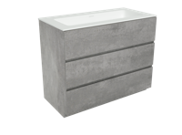 Storke Edge staand badkamermeubel 105 x 52,5 cm beton donkergrijs met Mata enkele wastafel in matte Solid Surface