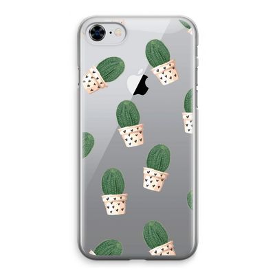 Cactusprint roze: iPhone 8 Transparant Hoesje