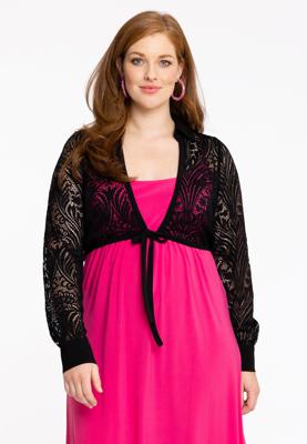 Yoek Bolero met kant | Zwart | Maat 58/60