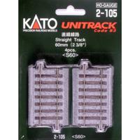H0 Kato Unitrack 2-105 Rechte rails 60 mm 4 stuk(s) - thumbnail