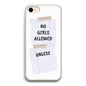 No Girls Allowed Unless: iPhone 7 Transparant Hoesje