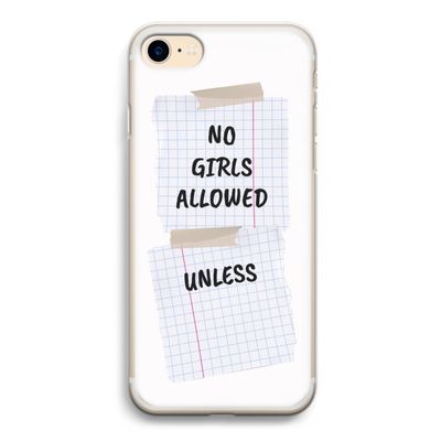 No Girls Allowed Unless: iPhone 7 Transparant Hoesje