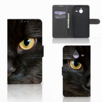 Microsoft Lumia 640 XL Telefoonhoesje met Pasjes Zwarte Kat - thumbnail