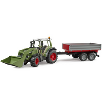 Bruder Fendt Vario 211 met Voorlader en Aanhanger - thumbnail