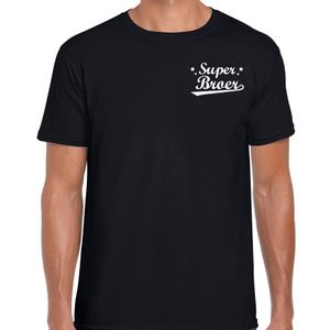 Super broer cadeau t-shirt zwart op borst voor heren