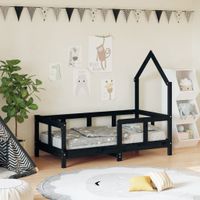 Kinderbedframe 70x140 cm massief grenenhout zwart