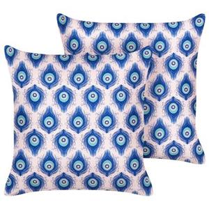 Beliani-CERIANA-Tuinkussen set van 2-Blauw|Roze-45 x 45 cm-Polyester