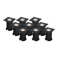 Set van 9 Ramsay LED Grondspots - Vierkant - Dimbaar - GU10 - 4000K neutraal wit - 4 Watt 345 Lumen - Tuinspot - Zwart - IP67 waterdicht - Overrijdbaar voor de Oprit, Tuin en Terras