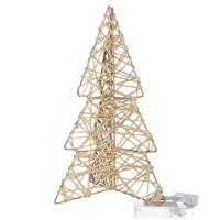 Lichtboompje/kerstboom 3D - H31 cm - goud - metaal - 20 leds warm wit -verlichte figuren - thumbnail