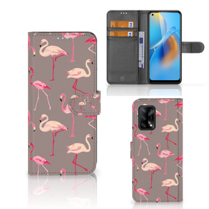 OPPO A74 4G Telefoonhoesje met Pasjes Flamingo