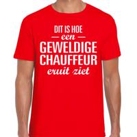 Cadeau T-shirt heren - rood - dit is hoe een geweldige chauffeur eruit ziet - beroep