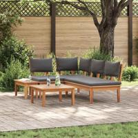 Tuinbankset met kussen met opslag 4 pcs Bruin en Grijs