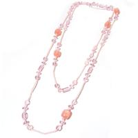 Lange Kralen Ketting Roze Lange Kralen Ketting Roze