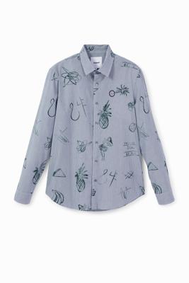 Casual gestreept shirt met bolimania - BLUE - XXL