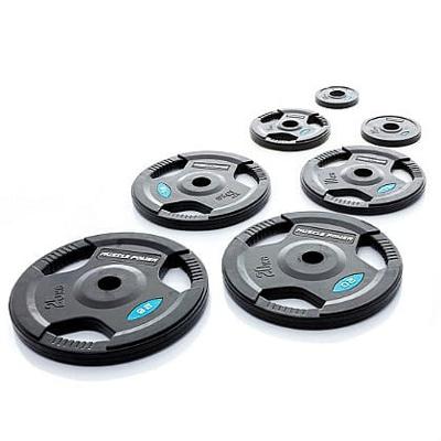 Muscle Power Olympische halterset 65 kg, met handgrepen rubber overtrokken 50 mm zwart