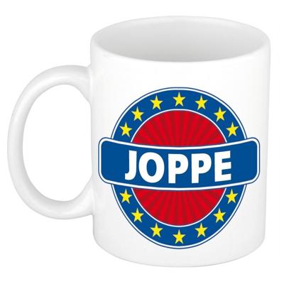 Joppe voornaam koffiemok - beker - wit/blauw - 300 ml - Cadeau - Heren - Collega - Vaderdag Joppe voornaam koffiemok - beker - wit/blauw - 300 ml - Cadeau - Heren - Collega - Vaderdag